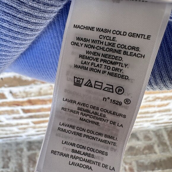 NWT Lauren Ralph Lauren Sweater Sz L Light Blue Ribbed Knit Gold Tone Button - Picture 8 of 12